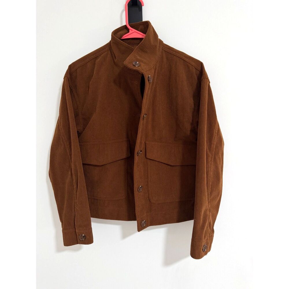 Avec Les Filles Cognac Brown Wide Wale Corduroy Button Up Shirt Jacket XS